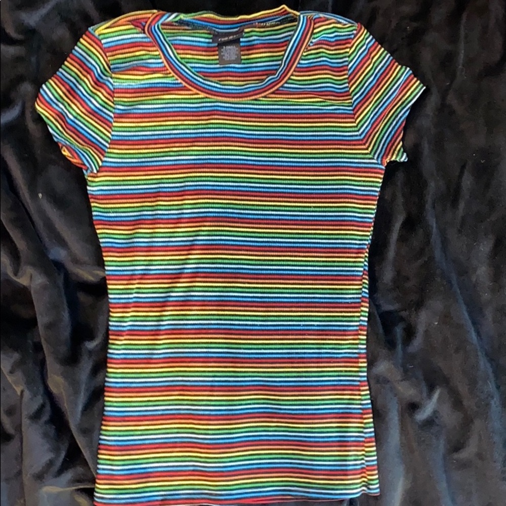 Rue21 ribbed rainbow striped shirt
